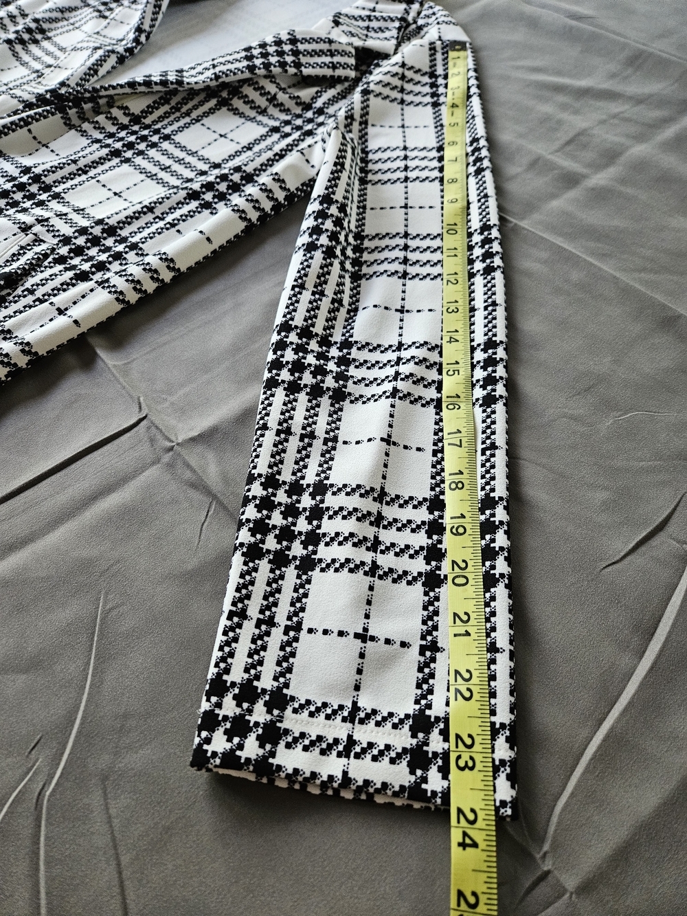 MELLODAY Black White Plaid Open Front Longline Jacket Coat - Picture 14 of 16